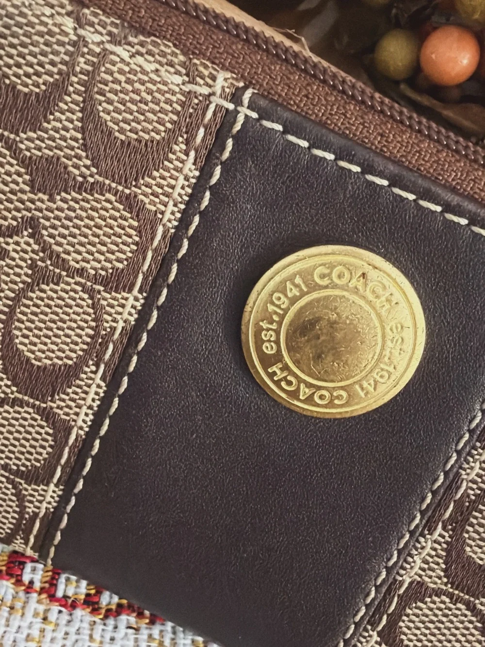 Coach Logo Zip Around Card Wallet